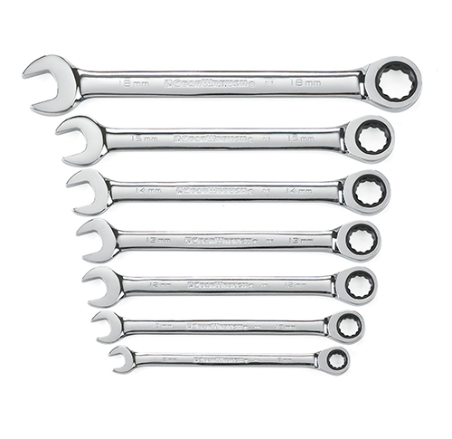 7Pc. 12 Point Ratcheting Combination Metric Wrench Sets GW-9417