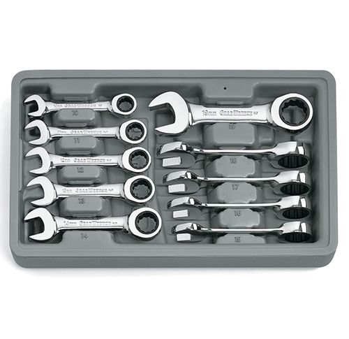 GearWrench 10 Pc. 12 Point Stubby Ratcheting Combination Metric Wrench Set GW-9520D